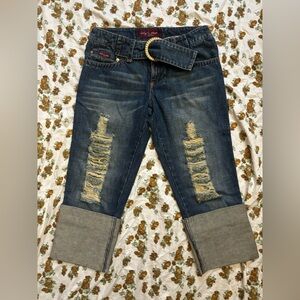 Y2K Baby Phat Distressed Capris With Belt Size 3